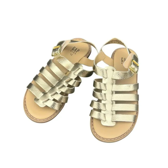 Gap Kids G Strap Sandal Gold Metallic Gladiator Sandals US Girl Size 12 - Picture 1 of 9